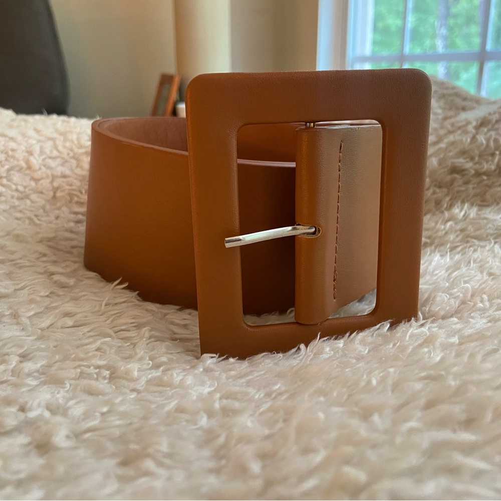 SHEIN Stylish Caramel Belt with Square Buckle, 44.5” Long